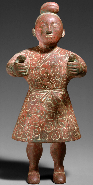 战国彩绘青铜驭手，高19.4cm，大都会艺术博物馆藏