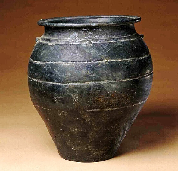 龙山文化黑陶双系罐